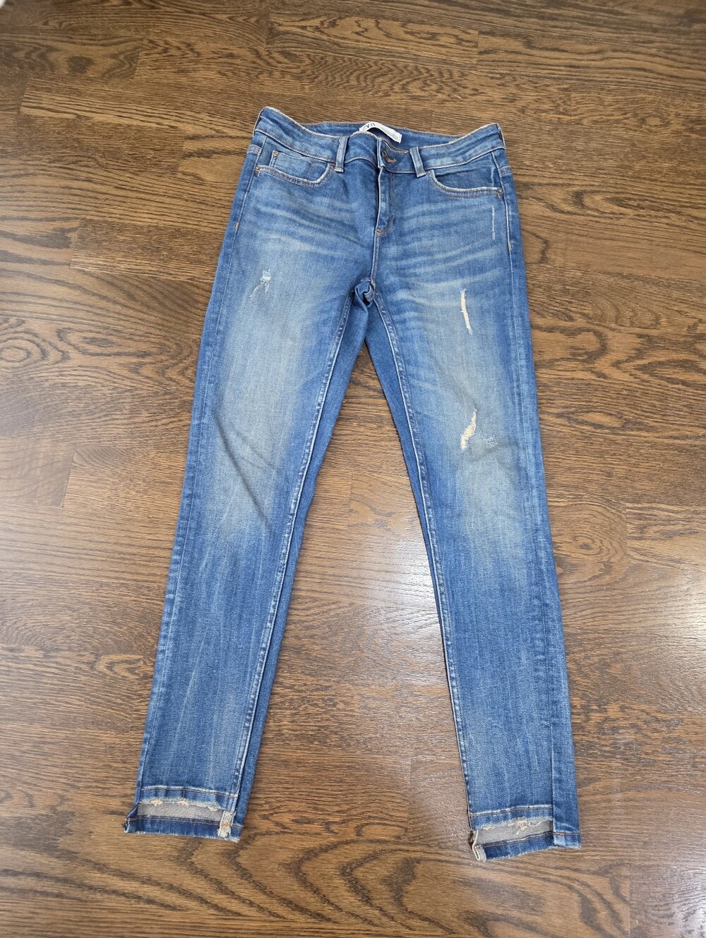 Zara Light Blue Distressed Skinny Jeans Sz.4